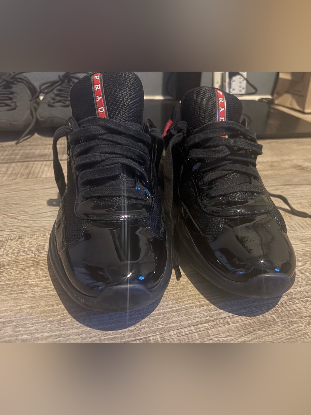 Prada Black Patent Low-Top Sneaker